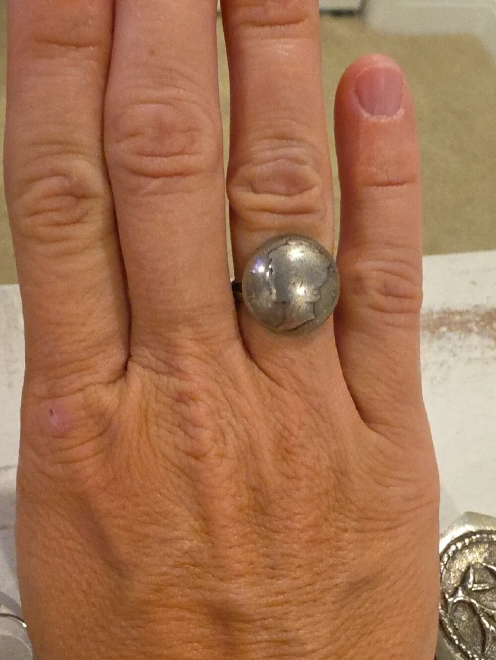 Sterling Silver Dome Mercury Dime Ring in Silver Size 5.5
